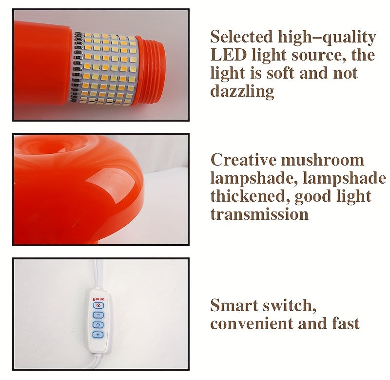 Lampe champignon bleu ciel en plastique brillant, LED, USB