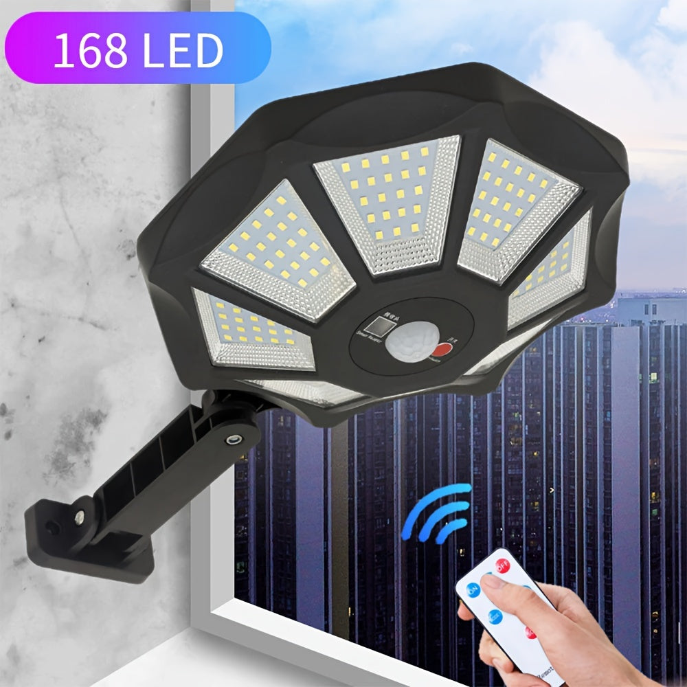 Projecteur solaire octogonal 168 LED à détecteur, lot de 2