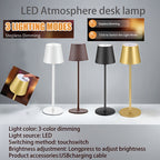 Lampe de table LED sans fil à abat-jour conique et deux hauteurs