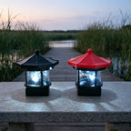 Lot de 2 lampes solaires pavillon octogonal, toit noir et rouge