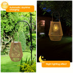 Lot de 2 lanternes solaires tressées effet rotin, 32 cm, IP65