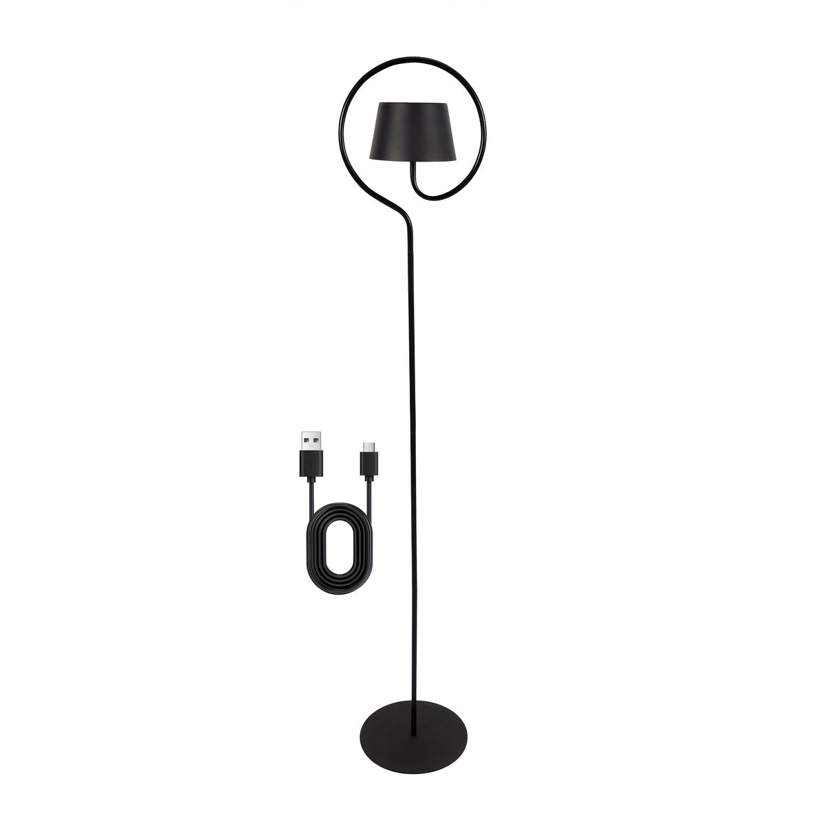 Lampadaire blanc sans fil à anneau, batterie 1800 mAh et solaire