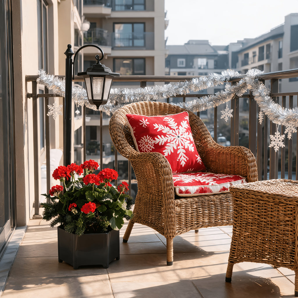 Lampadaire solaire 85 cm à jardinière hexagonale et lanterne suspendue