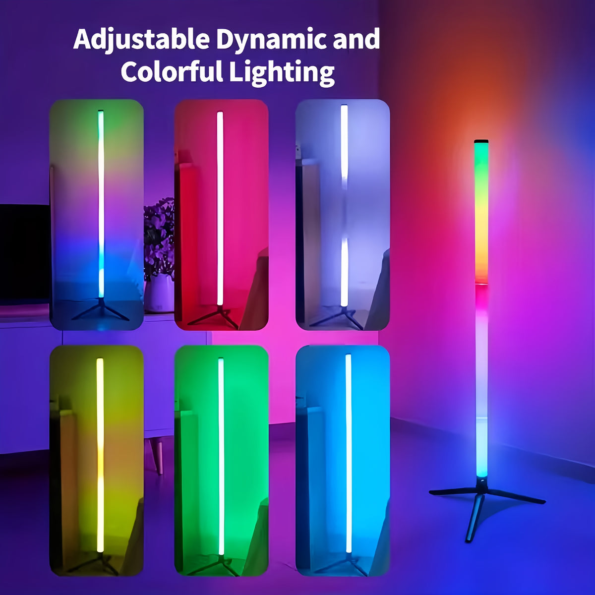 Lampadaire RGBIC à dégradé multicolore, 115 cm, seul ou par deux