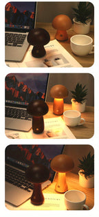 Lampe champignon en bois sans fil, veilleuse tactile rechargeable