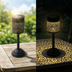Lampe de table solaire en métal ajouré, lueur chaude, 26 cm