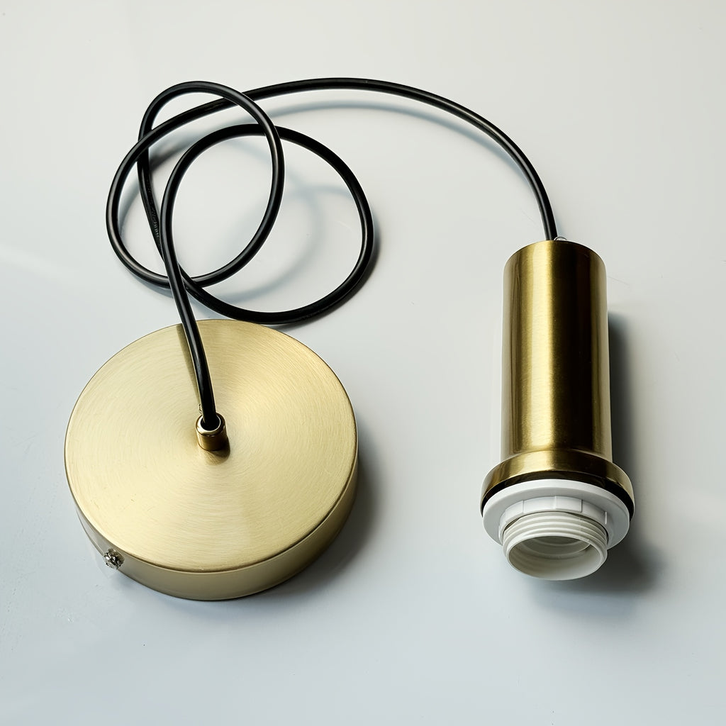 Suspension douille dorée brossée, câble 120 cm et rosace Ø 12 cm