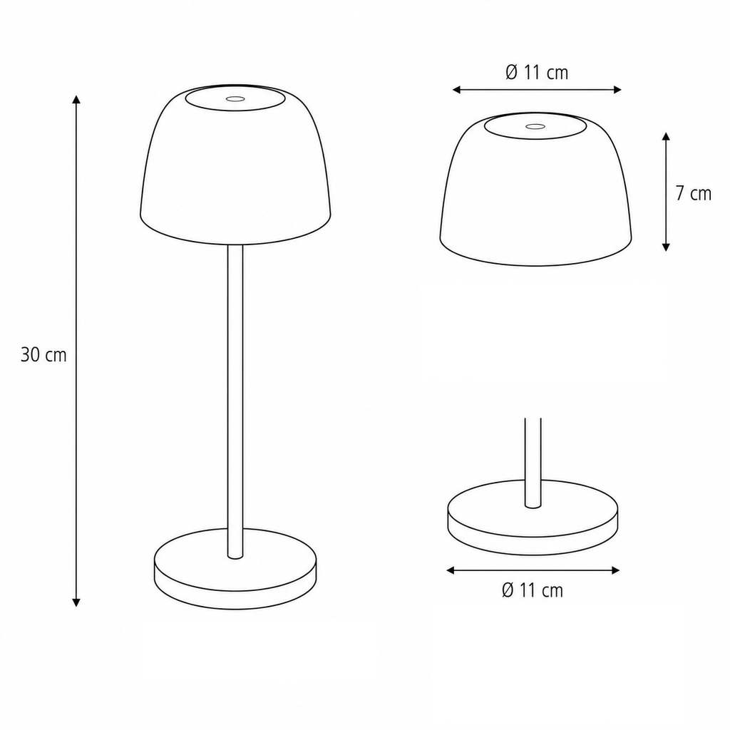 Lampe de table LED sans fil IP54, batterie 7800 mAh et socle de charge