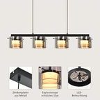 Suspension LED en verre fumé, 3 ou 4 lumières, blanc chaud 3000K