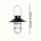 Lanterne solaire à suspendre, ampoule à filament et cage, lot de 2