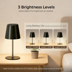 Lampe de table LED sans fil à abat-jour conique et deux hauteurs