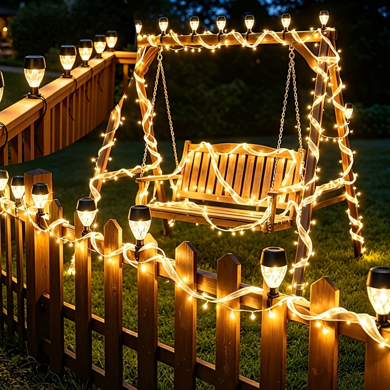 Lot de 8 lampes solaires pour rampe et clôture, fixation collier