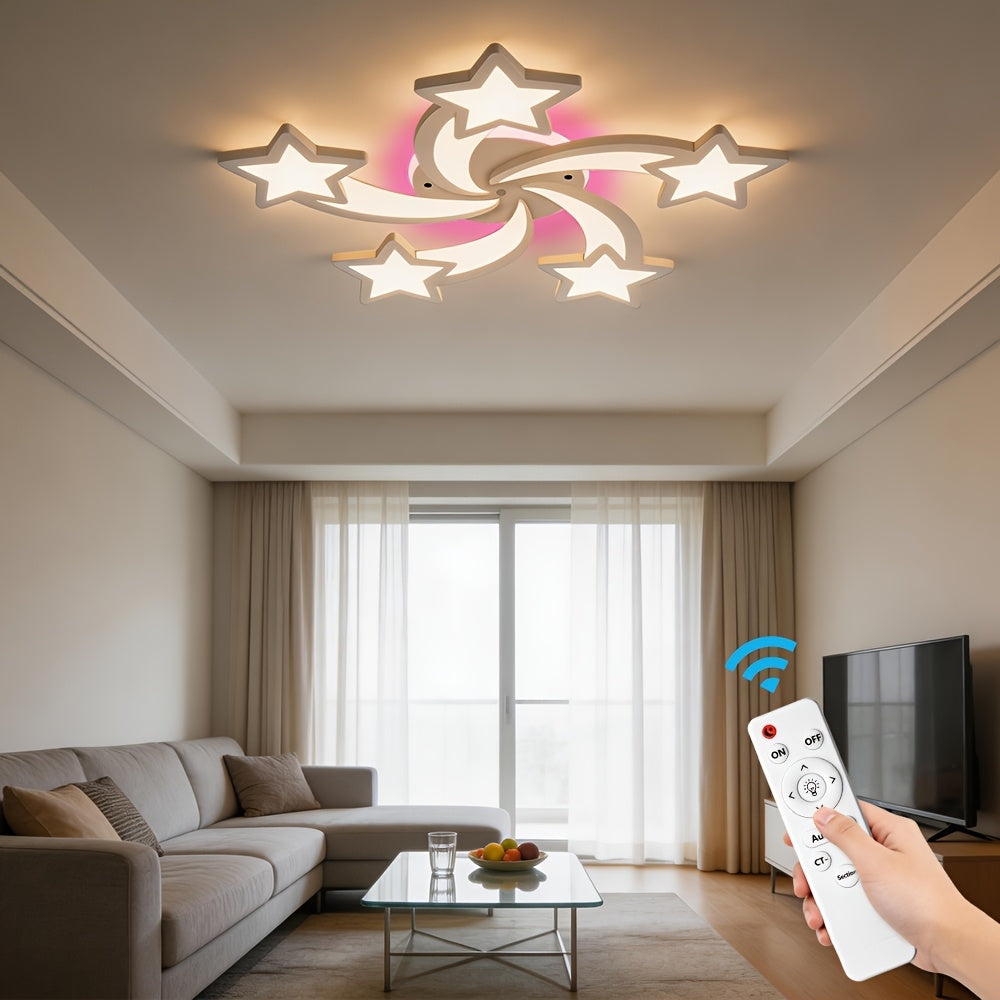 Plafonnier LED étoiles filantes Ø 70 cm, éclairage RVB et télécommande