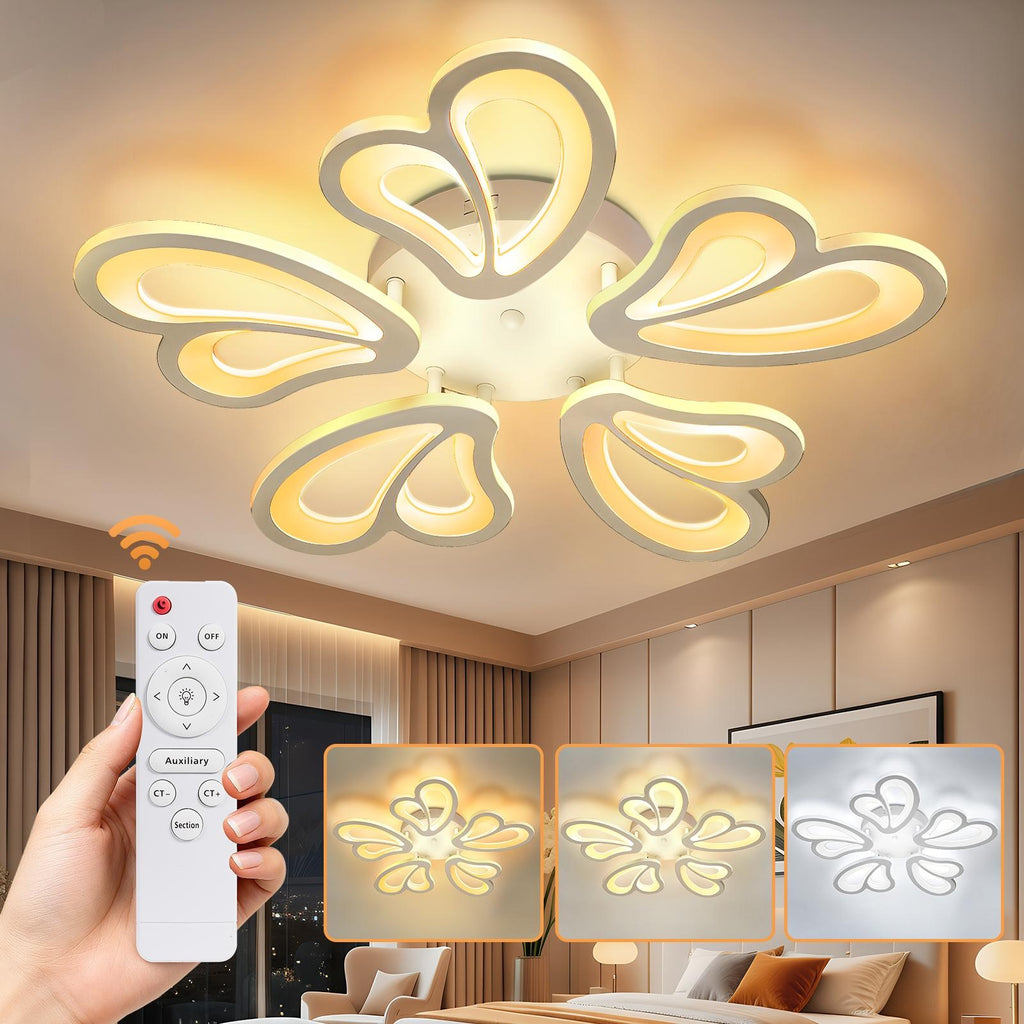Plafonnier LED fleur à pétales en cœur blanc Ø 54 cm, 7000 lumens