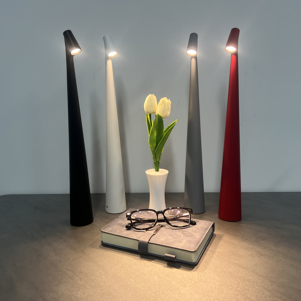 Lampe de table sans fil conique en métal, 45 ou 33,5 cm, 5 coloris