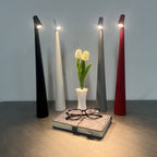 Lampe de table sans fil conique en métal, 45 ou 33,5 cm, 5 coloris