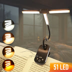Lampe de lecture à pince à deux ou trois têtes, 4 teintes, USB-C