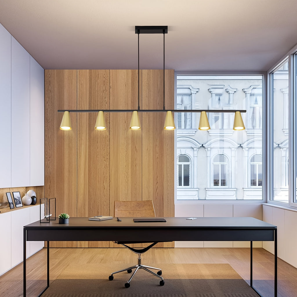 Suspension linéaire à cônes GU10, 4 ou 6 lumières, blanc ou doré