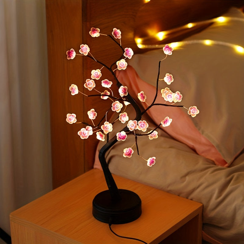 Arbre lumineux en fleurs de prunier, branches orientables