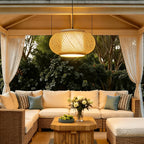 Suspension lanterne en bambou tressé, Ø 40 cm, diffuseur blanc