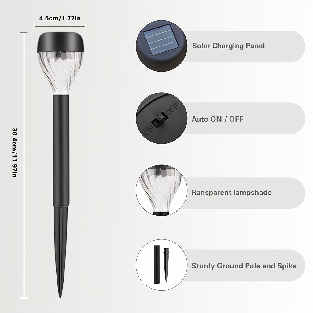 Lot de 10 lampes solaires sucette à tête torsadée pour allée