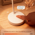 Lampe de bureau LED rechargeable à col flexible, tête ronde blanche