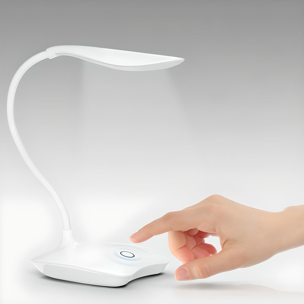 Lampe de bureau LED tactile à col flexible blanc, 14 LED à 5000 K