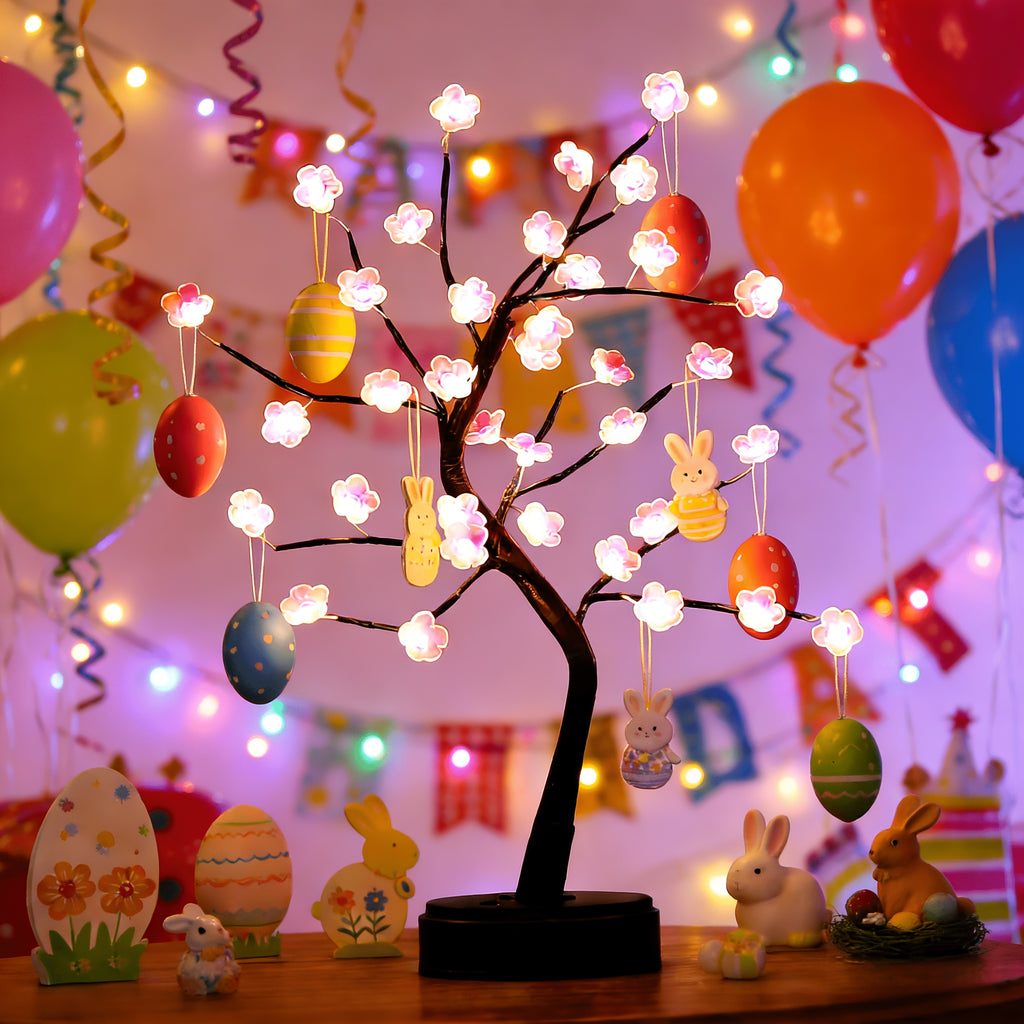 Lampe arbre à fleurs de prunier LED, 45 cm, branches modelables