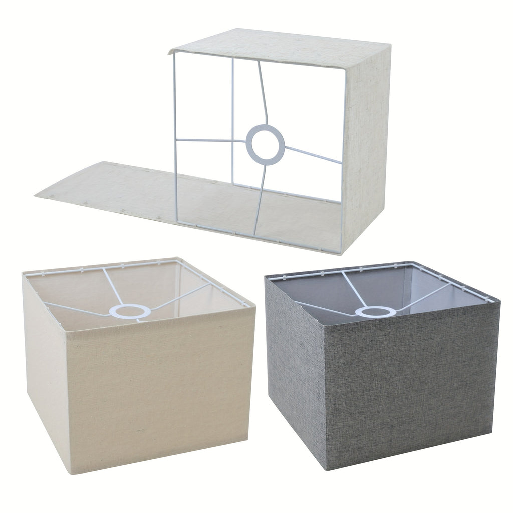 Abat-jour carré en tissu aspect lin, 26 x 26 x H 20 cm, trois coloris