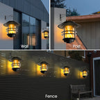 Suspension solaire noire effet flamme et potence murale, IP65