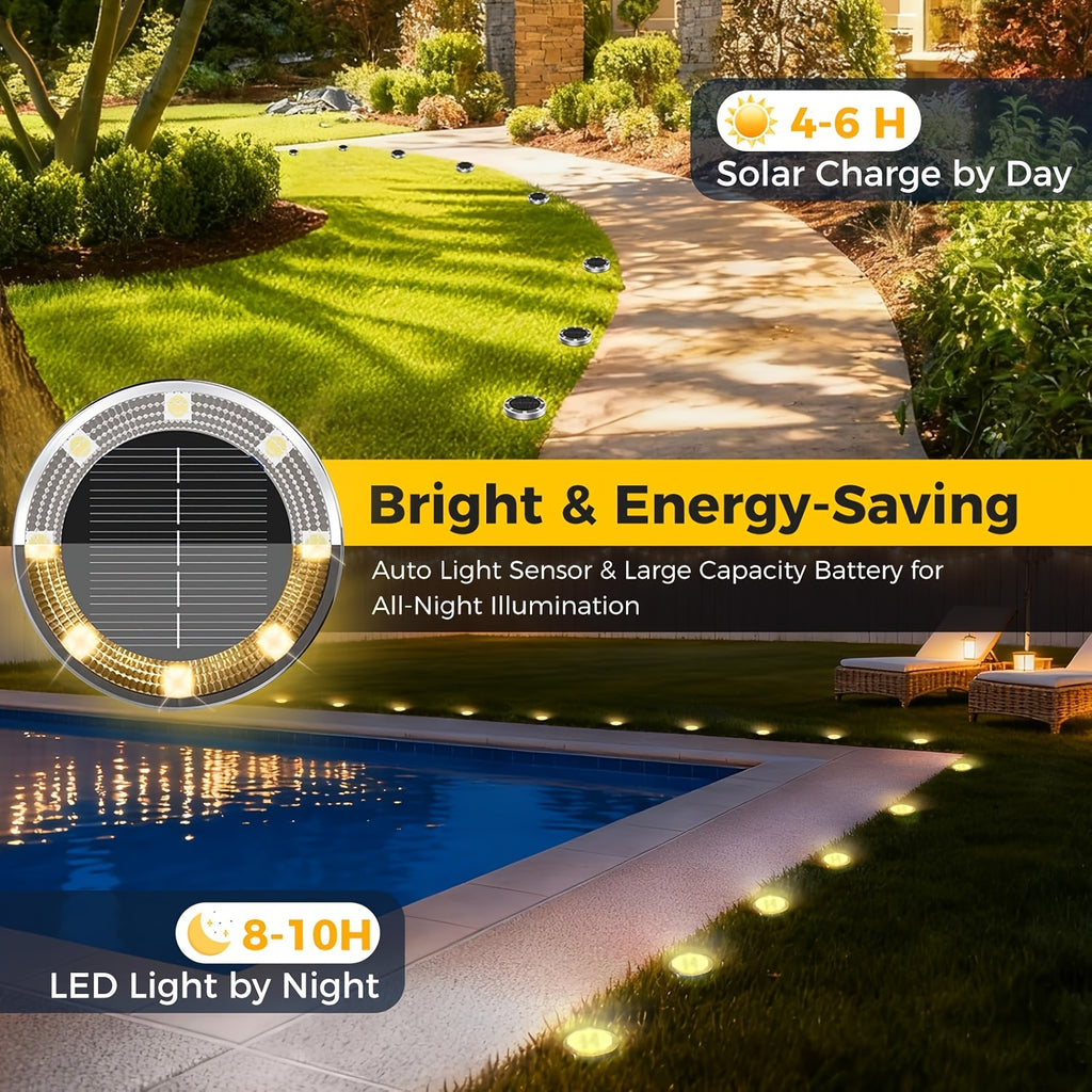 Mini spot solaire de sol 8 LED, 5,7 cm, IP44, lot de 5 ou de 7