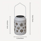 Lanterne solaire blanche ajourée de flocons de neige, 33 cm