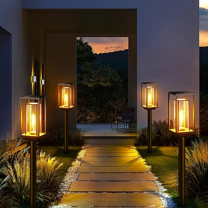 Lanterne solaire de jardin sur piquet 72 cm à filament, lot de 4