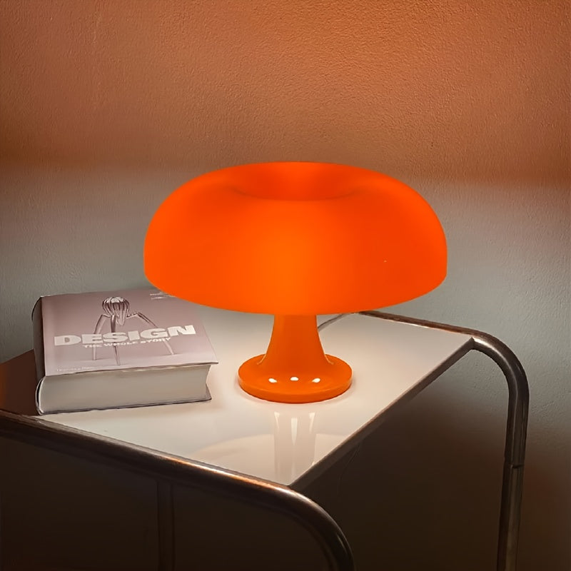 Petite lampe champignon orange vif, 25 cm, branchement USB