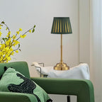 Lampe de table sans fil à abat-jour plissé vert ou crème, 40 cm