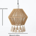 Abat-jour de suspension bohème en corde de jute à pompons