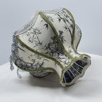 Abat-jour cloche festonné imprimé bambou, pampilles perlées, Ø 31 cm