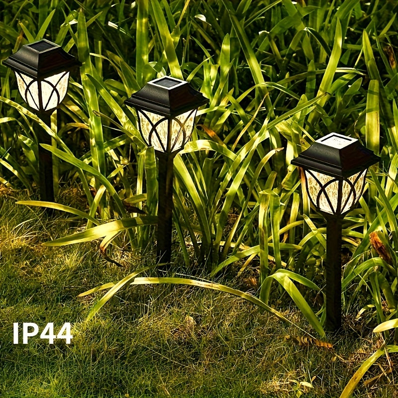 Lot de 6 lanternes solaires carrées à diffuseur ondé et ogives, IP44