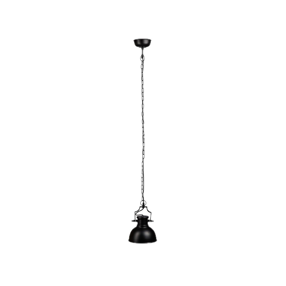 Suspension noire sur chaîne, dôme Ø 21 cm à intérieur cuivré