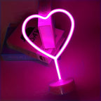 Lampe néon cœur rose sur socle, à piles, 30,5 cm de haut