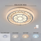 Plafonnier LED à cristaux acryliques Ø 43 cm, motif soleil ou fleur