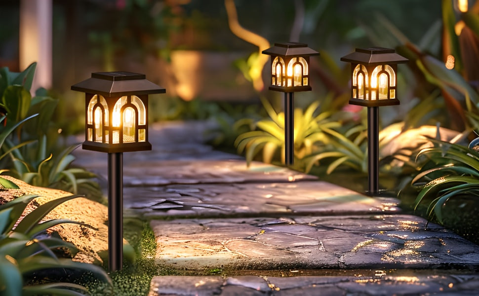 Lot de 8 balises solaires lanterne à filament LED, 38,8 cm