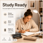 Lampe à pince à piles ou USB, tête ronde blanche de 8 cm