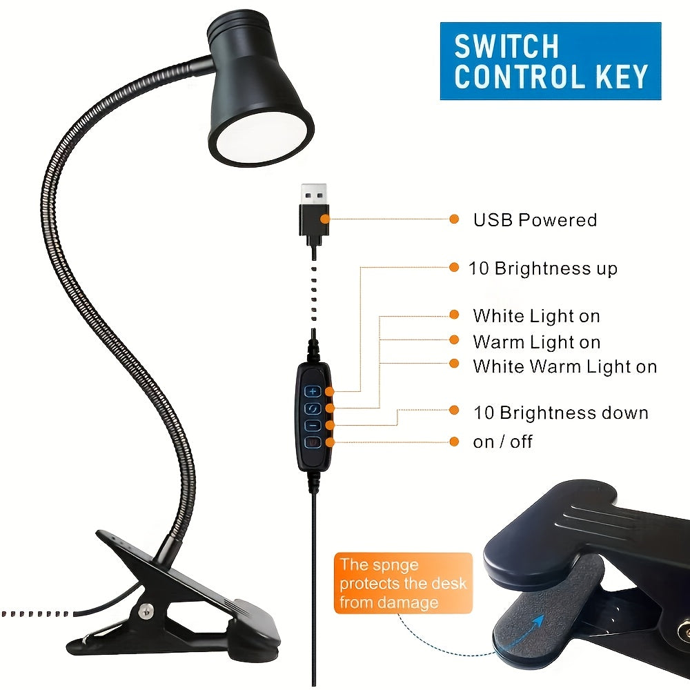 Lampe de bureau à pince noire à tête conique, col de 38,5 cm
