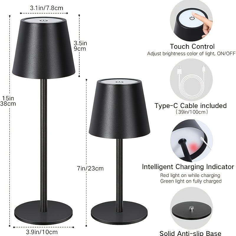 Lampe sans fil en aluminium mat à tige raccourcissable, 38 cm