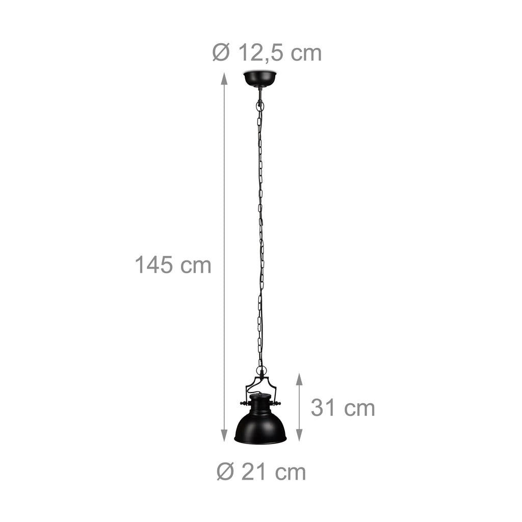 Suspension noire sur chaîne, dôme Ø 21 cm à intérieur cuivré