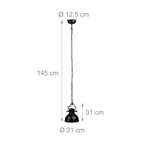 Suspension noire sur chaîne, dôme Ø 21 cm à intérieur cuivré