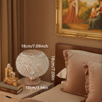 Lampe de chevet boule en bambou tressé, socle en bois, 18 cm