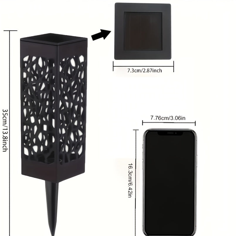 Lampe solaire colonne noire à découpes craquelées, lot de 4 piquets
