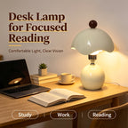 Lampe de chevet champignon crème rétro, chapeau ondulé et LED
